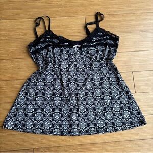 Y2K vintage Marilyn Monroe ornate print babydoll lace bow camisole
